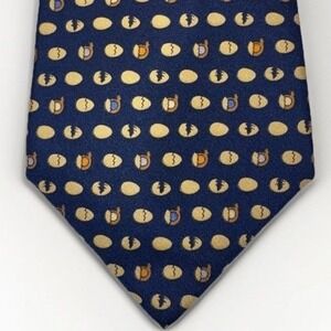 Salvatore Ferragamo Vintage 100% Silk Tie Navy Blue Hatching Chicken Great Cond.